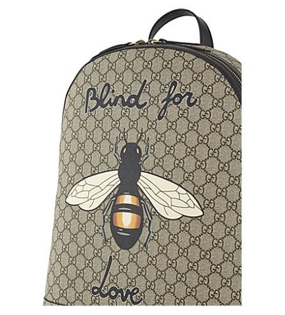Shop Gucci Bee Print Gg Supreme Backpack In Beige
