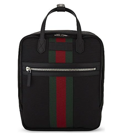 Shop Gucci Web Stripe Techno Canvas Backpack In Black