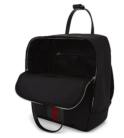 Shop Gucci Web Stripe Techno Canvas Backpack In Black