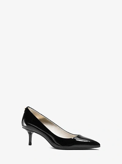 Shop Michael Michael Kors Flex Patent-leather Kitten-heel Pump In Black