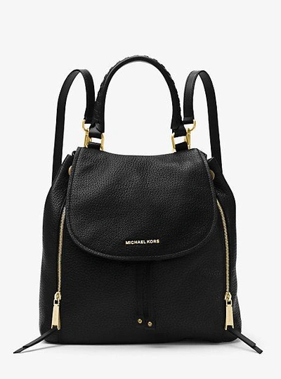 Shop Michael Michael Kors Viv Large Leather Backpack In Black