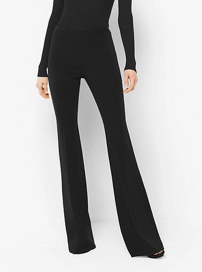 Shop Michael Kors Flared Stretch-wool Trousers In Black