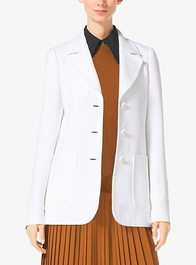 Shop Michael Kors Double Crepe-sablé Blazer In White