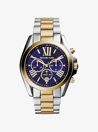 Shop Michael Kors Oversized Bradshaw Two-tone Watch In Silver