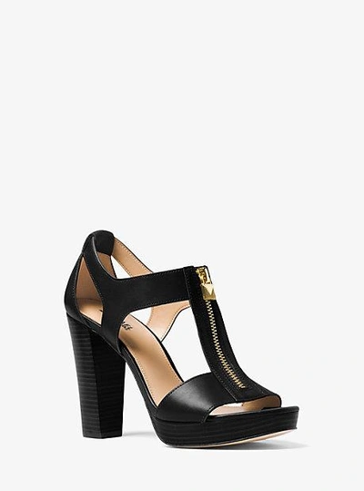 Shop Michael Michael Kors Berkley Lock Leather Platform Sandal In Black