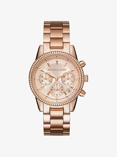 Shop Michael Kors Ritz Rose Gold-tone Watch