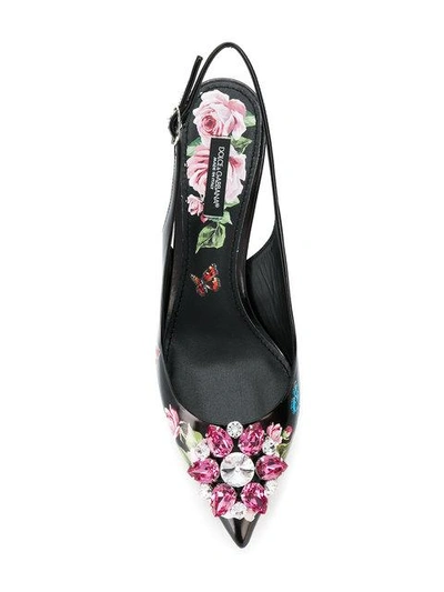 Shop Dolce & Gabbana Belucci Rose Slingback Pumps - Black