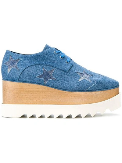 Shop Stella Mccartney Star Elyse Denim Platform Shoes In Blue