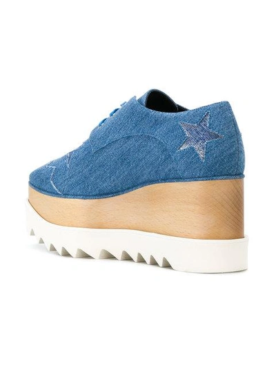 Shop Stella Mccartney Star Elyse Denim Platform Shoes In Blue