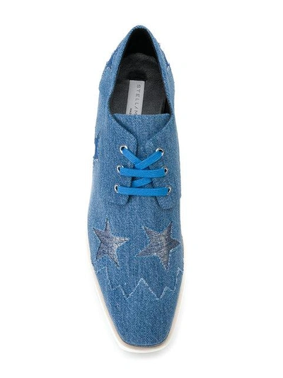 Shop Stella Mccartney Star Elyse Denim Platform Shoes In Blue