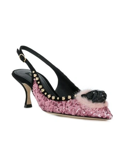 Shop Dolce & Gabbana Sequin Slingback Pumps In Purple