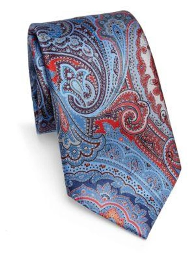 Shop Ermenegildo Zegna Silk Paisley-print Tie In Red