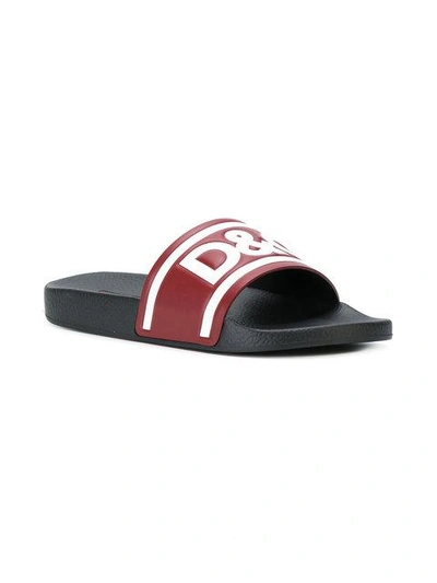 Shop Dolce & Gabbana Logo Slide Sandals In Red