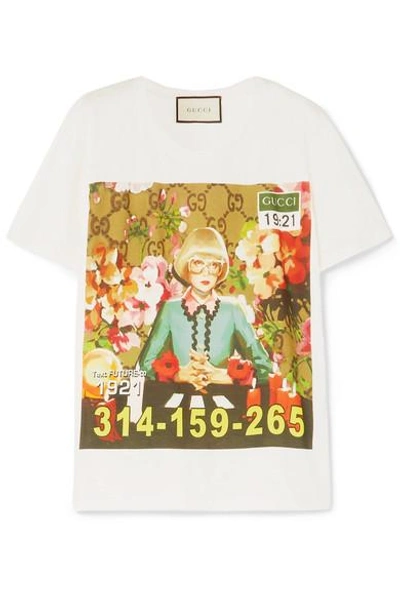 Shop Gucci Oversized Printed Cotton-jersey T-shirt In White