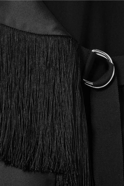 Shop Altuzarra Cheyanne Fringed Crepe And Silk-blend Satin Top In Black