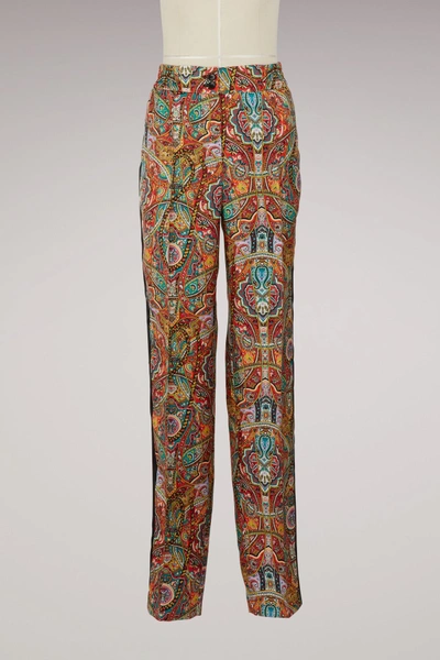 Shop Etro Printed Silk Pyjama Pants In Multi