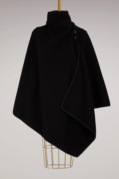Shop Chloé Wool Iconic Cape In Nr001 Black