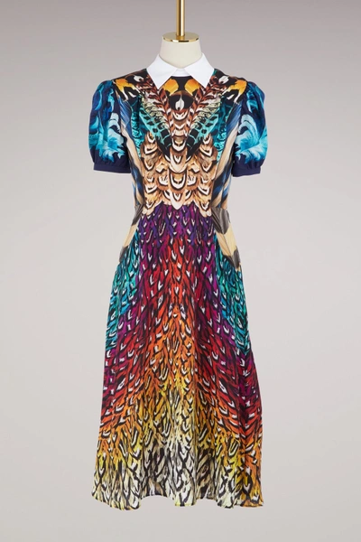 Shop Mary Katrantzou Osprey Silk Dress In Feathers