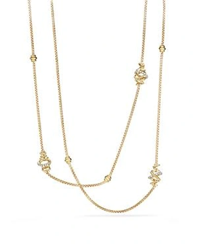 Shop David Yurman Crossover Station Necklace With Diamonds In 18k Gold In White/gold