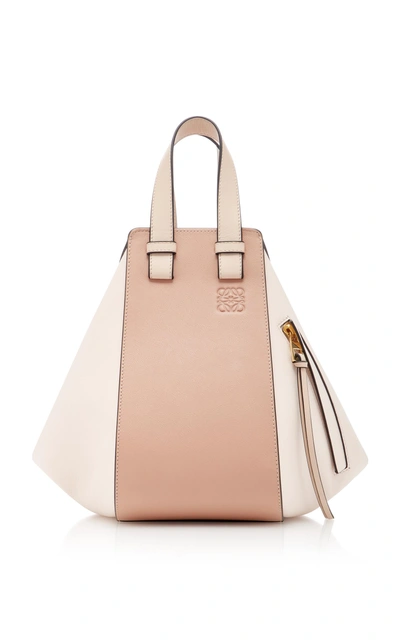 Shop Loewe Hammock Small Two-tone Calf Leather Bag In Pink