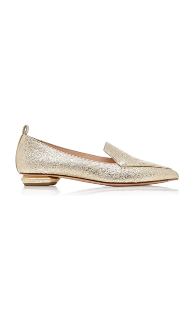 Shop Nicholas Kirkwood Beya Metallic Leather Loafers In Gold