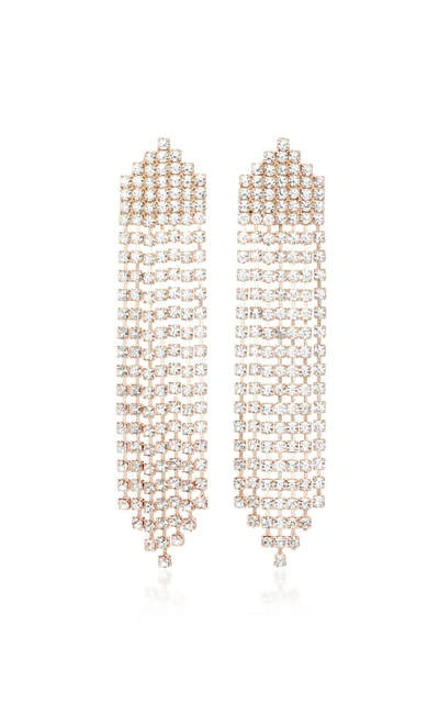 Shop Jennifer Behr Diamante Rose Gold-plated Tassel Earrings In Pink