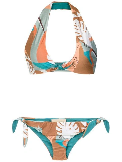 Shop Adriana Degreas 'tropiques' Halterneck Bikini Set In Azul Heritage