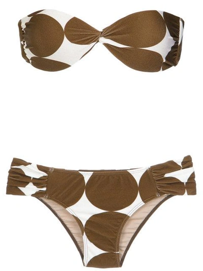 Shop Adriana Degreas Pois Midi Bandeau Bikini Set In Marrom