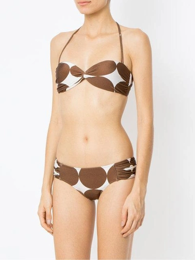 Shop Adriana Degreas Pois Midi Bandeau Bikini Set In Marrom
