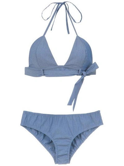 Shop Adriana Degreas Denim Bikini Set In Delave