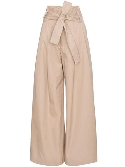 Shop Wright Le Chapelain Oxford Bags Wide-leg Trousers In Neutrals