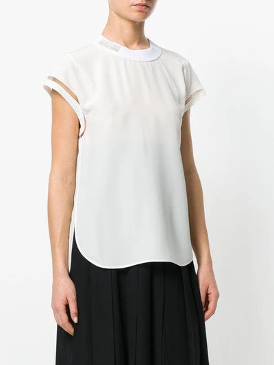 Shop Fendi Branded Collar T-shirt In White