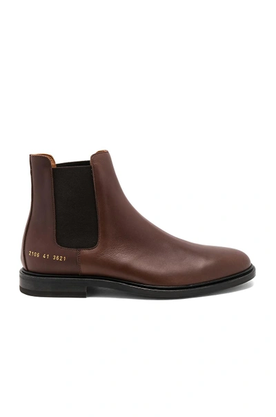 Shop Common Projects Leather Chelsea Boots In Brown