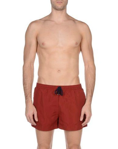Shop Suit Swim Shorts In Maroon