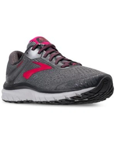 Shop Brooks Women's Adrenaline Gts 18 Running Sneakers From Finish Line In Ebony/silver/pink