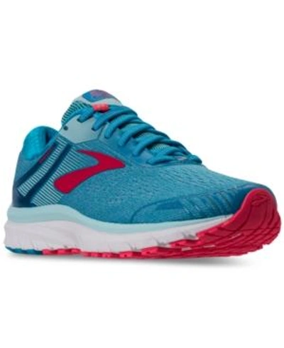 Shop Brooks Women's Adrenaline Gts 18 Running Sneakers From Finish Line In Blue/mint/pink