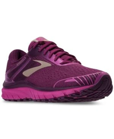 Shop Brooks Women's Adrenaline Gts 18 Running Sneakers From Finish Line In Pink/plum/champagne