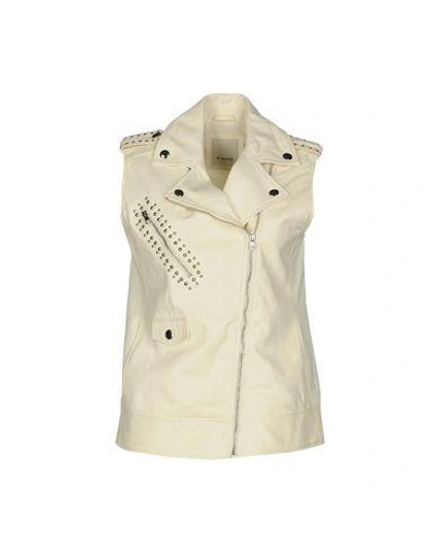 Shop Pinko Woman Jacket Ivory Size 4 Lambskin, Cotton In White