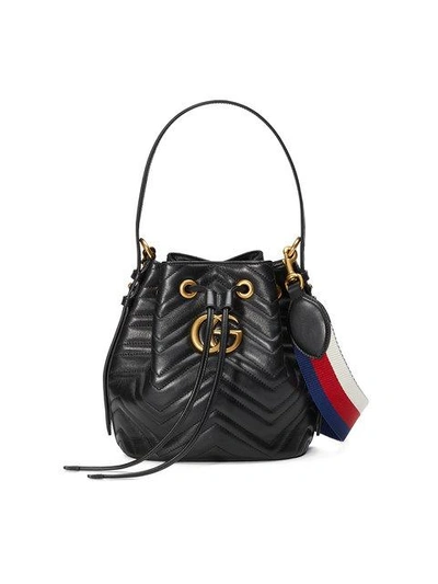 Shop Gucci Gg Marmont Quilted Leather Bucket Bag - Black