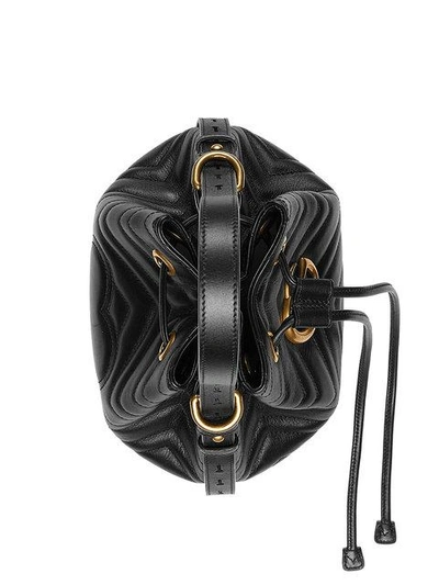 Shop Gucci Gg Marmont Quilted Leather Bucket Bag - Black