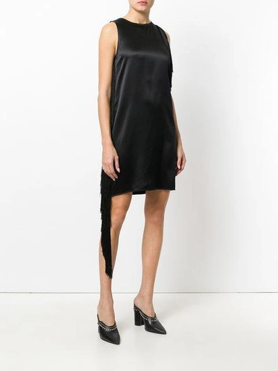 Shop Helmut Lang Fringed Mini Shift Dress In Black