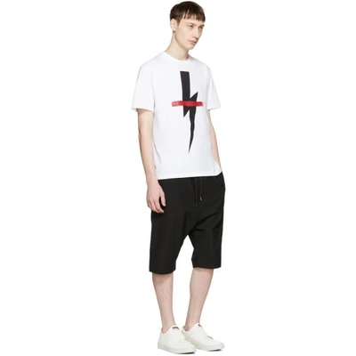 Shop Neil Barrett White Crossed Out Thunderbolt T-shirt In 1141