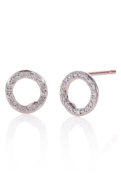 Shop Monica Vinader 'riva' Circle Stud Diamond Earrings In Rose Gold