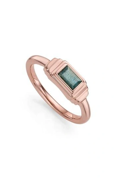 Shop Monica Vinader Baja Deco Semiprecious Stone Ring In Rose Gold/ Labradorite