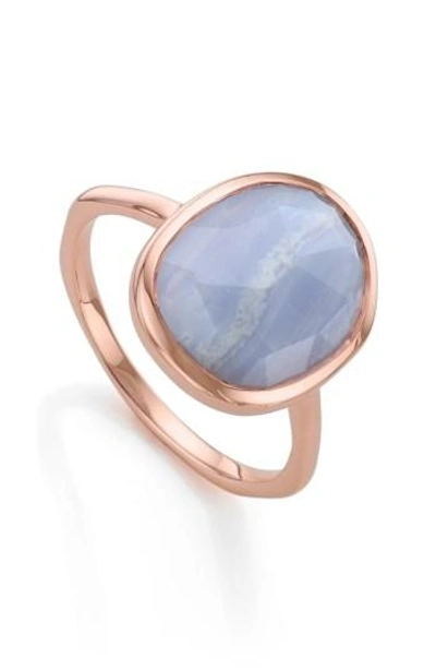 Shop Monica Vinader 'siren' Medium Semiprecious Stone Stacking Ring In Silver/ Amazonite