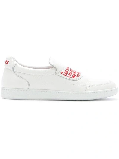 Shop Joshua Sanders Slogan Detail Sneakers - White