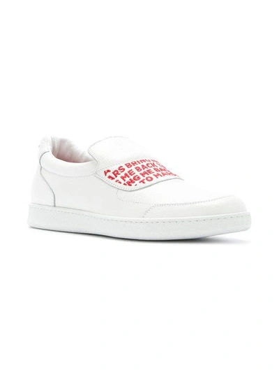 Shop Joshua Sanders Slogan Detail Sneakers - White