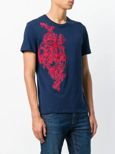 Shop Alexander Mcqueen Skull Embroidered T-shirt