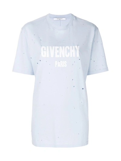 Givenchy Destroyed Logo T-shirt In Blue | ModeSens