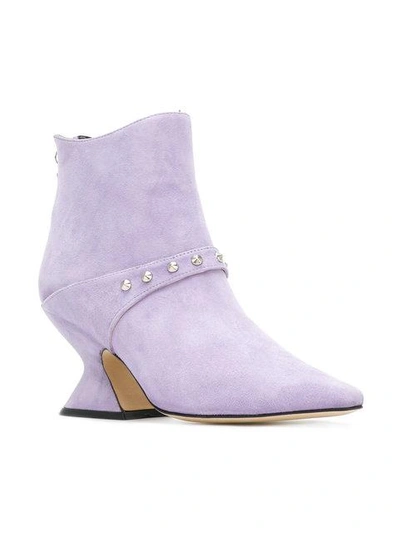 Shop Dorateymur Sculpted Heel Boots In Lilac Suede